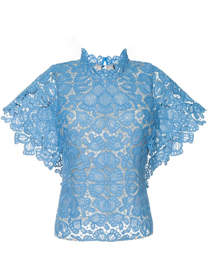 Ginger & Smart Floral Lace Shortsleeved Top - Blue