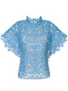 Ginger & Smart Floral Lace Shortsleeved Top - Blue