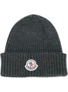 Moncler - Ribbed Beanie Hat - Men - Virgin Wool - One Size, Grey, Virgin Wool