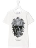 Philipp Plein Kids - Skull Print T-shirt - Kids - Cotton/crystal - 12 Yrs, White