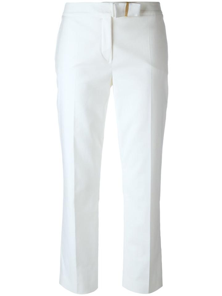 Salvatore Ferragamo Straight Leg Trousers, Women's, Size: 38, White, Cotton/spandex/elastane