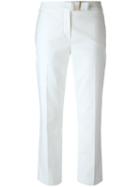 Salvatore Ferragamo Straight Leg Trousers, Women's, Size: 38, White, Cotton/spandex/elastane