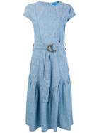 Mih Jeans Belted Ruffle Skirt Dress - Blue