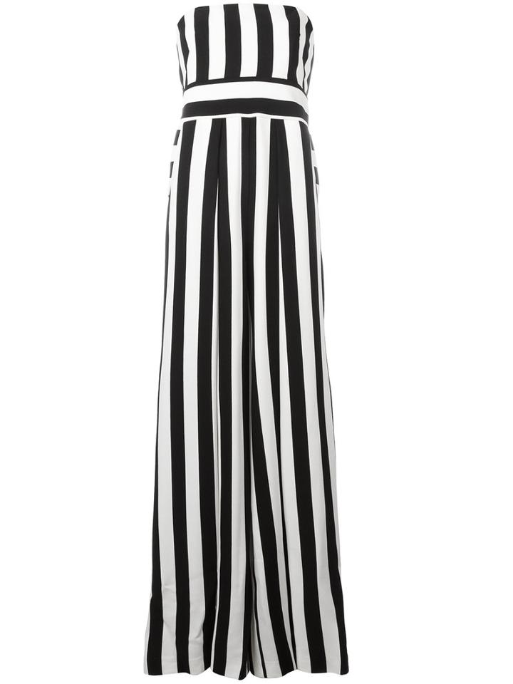Milly Striped Strapless Jumpsuit, Women's, Size: 4, Black, Spandex/elastane/viscose