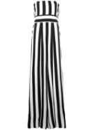 Milly Striped Strapless Jumpsuit, Women's, Size: 4, Black, Spandex/elastane/viscose