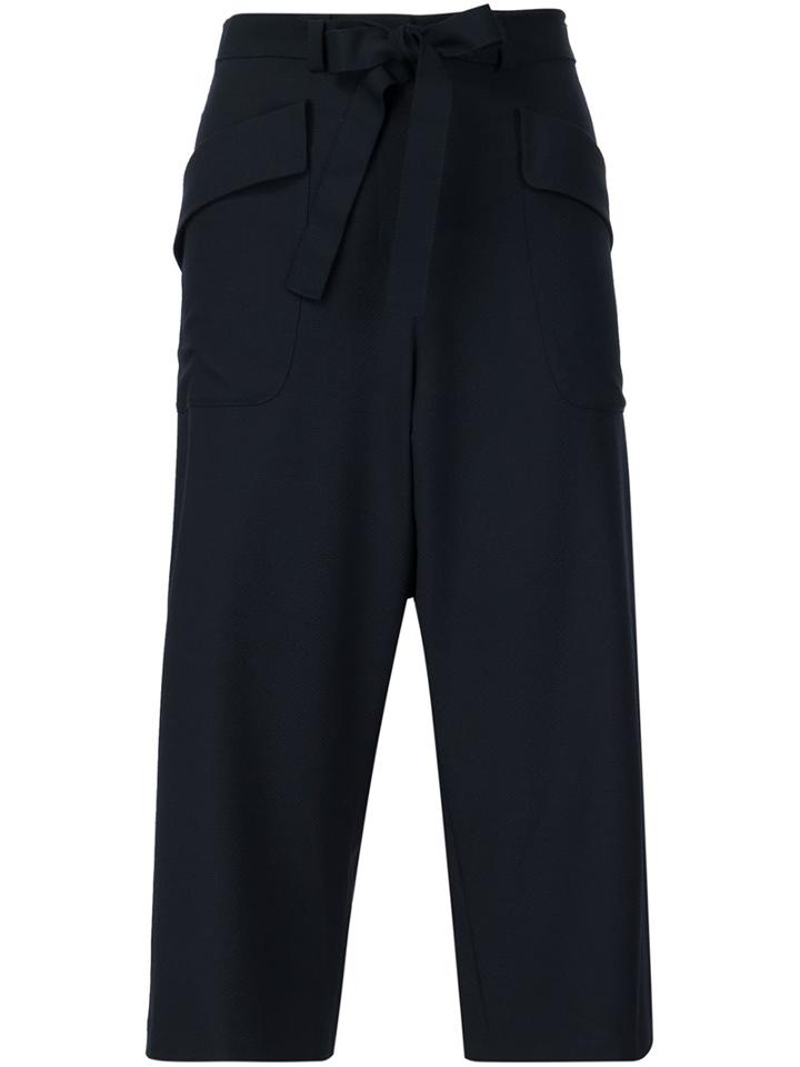 Zero + Maria Cornejo Wide Leg Cropped Trousers, Women's, Size: 6, Blue, Polyester/spandex/elastane/viscose