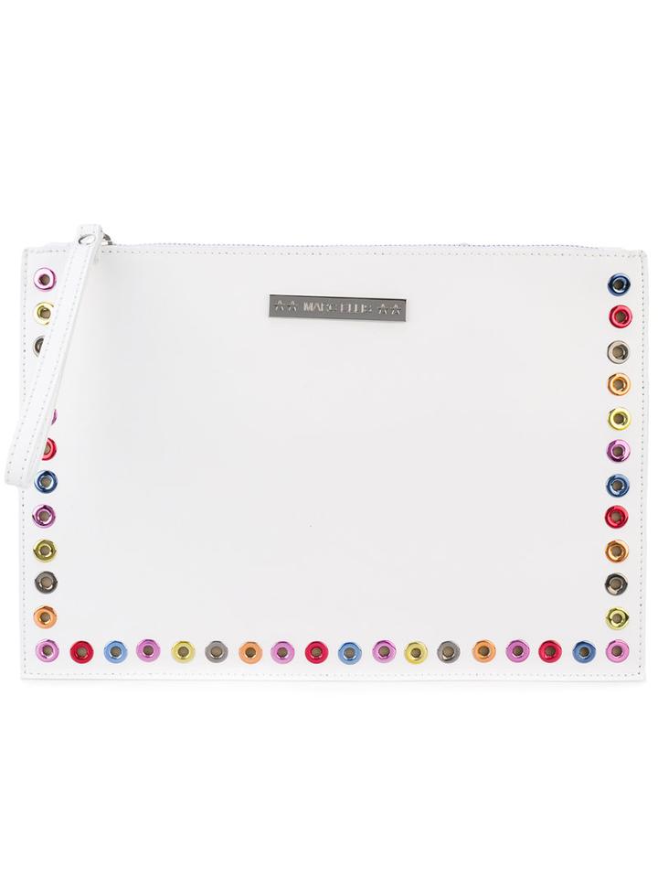 Marc Ellis - Mirror Clutch - Women - Leather - One Size, White, Leather