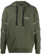 John Richmond Zip-detail Hooded Sweatshirt - Green