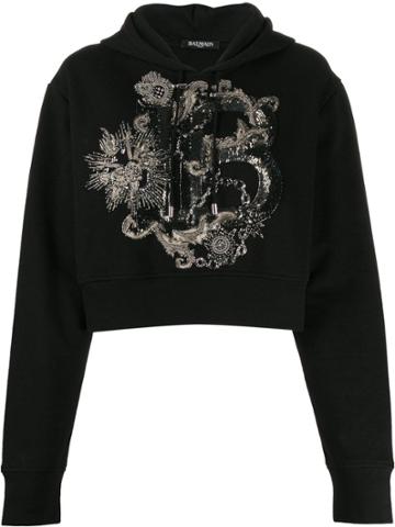 Balmain B Embellished Hoodie - Black