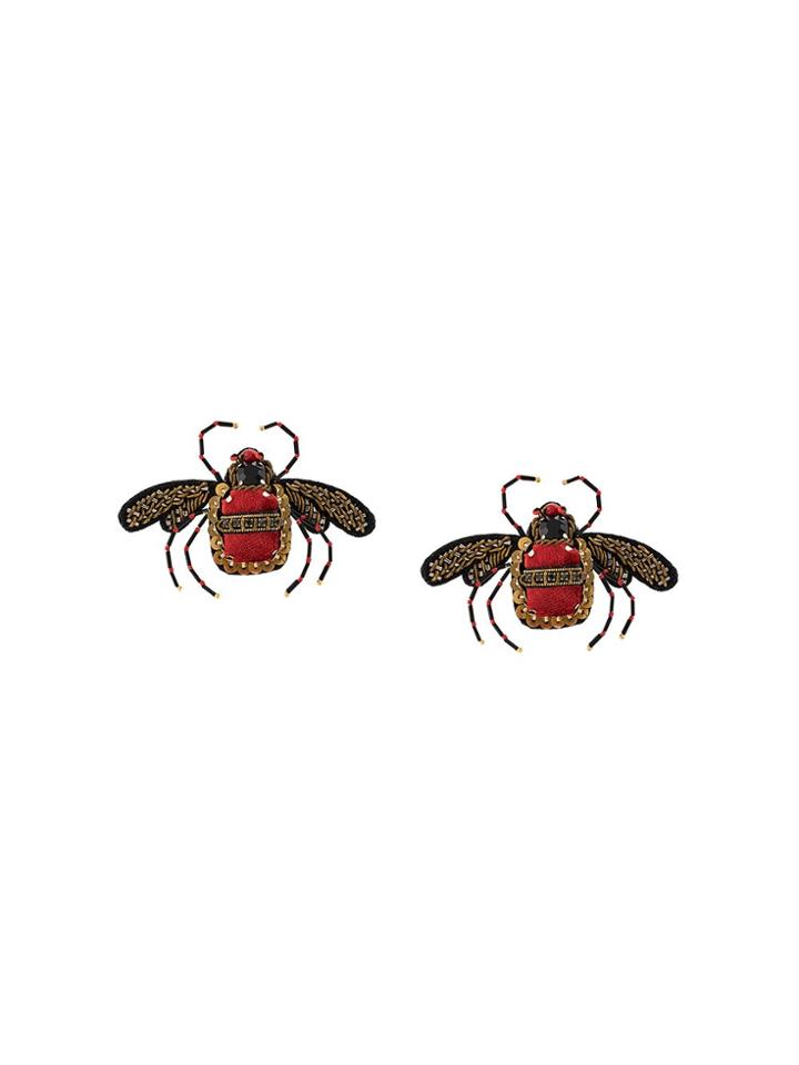Ranjana Khan Bee Embellished Earrings - Red