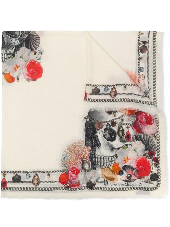 Alexander Mcqueen Treasures Printed Scarf - Neutrals