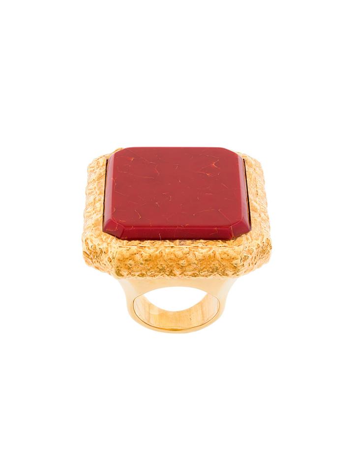 Balenciaga Large Square Ring - Red