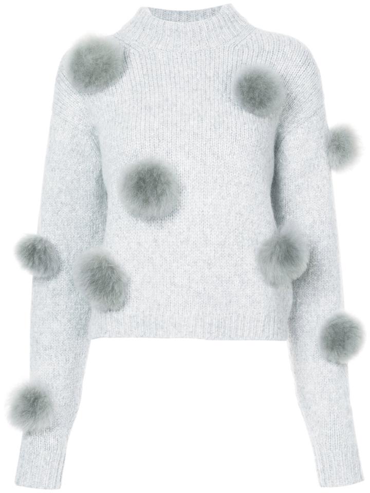 Tibi Pompom Embellished Jumper - Grey