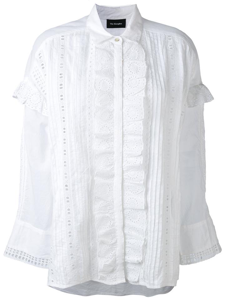 The Kooples - English Embroidery Ruffled Shirt - Women - Cotton - Xs, White, Cotton