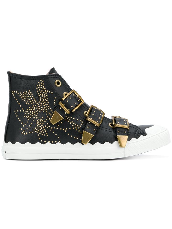 Chloé Studded High Top Sneakers - Black