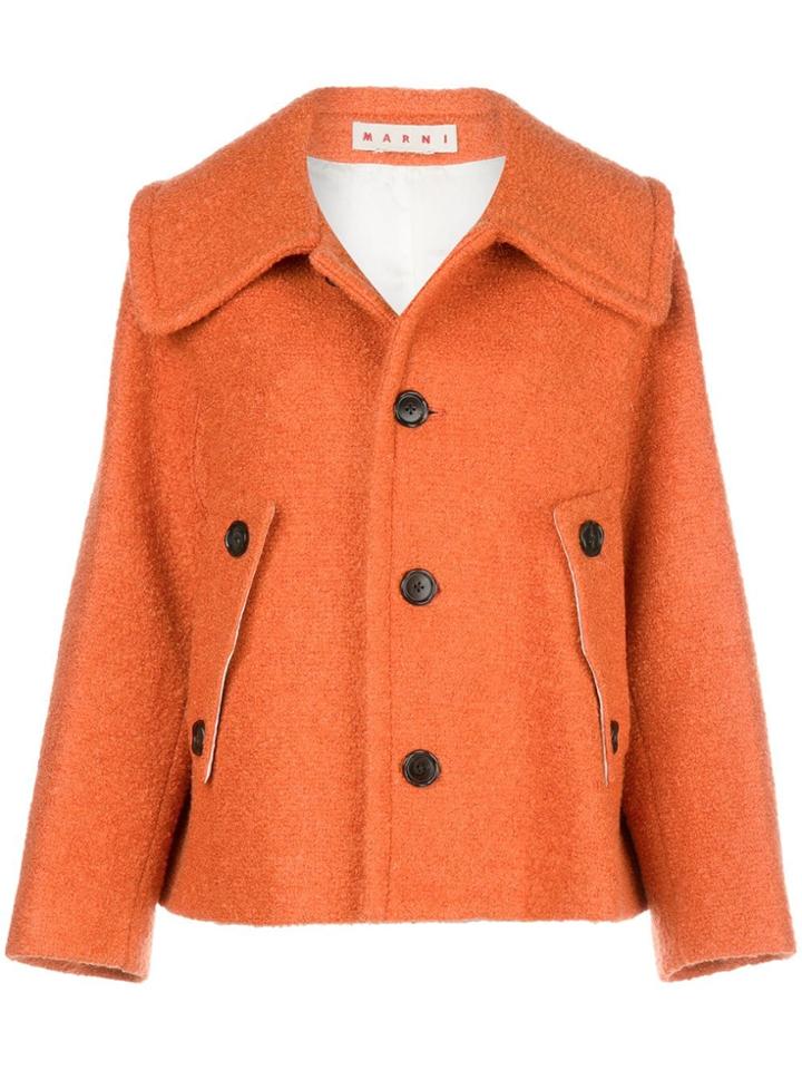 Marni Buttoned-up Oversized Jacket - Orange