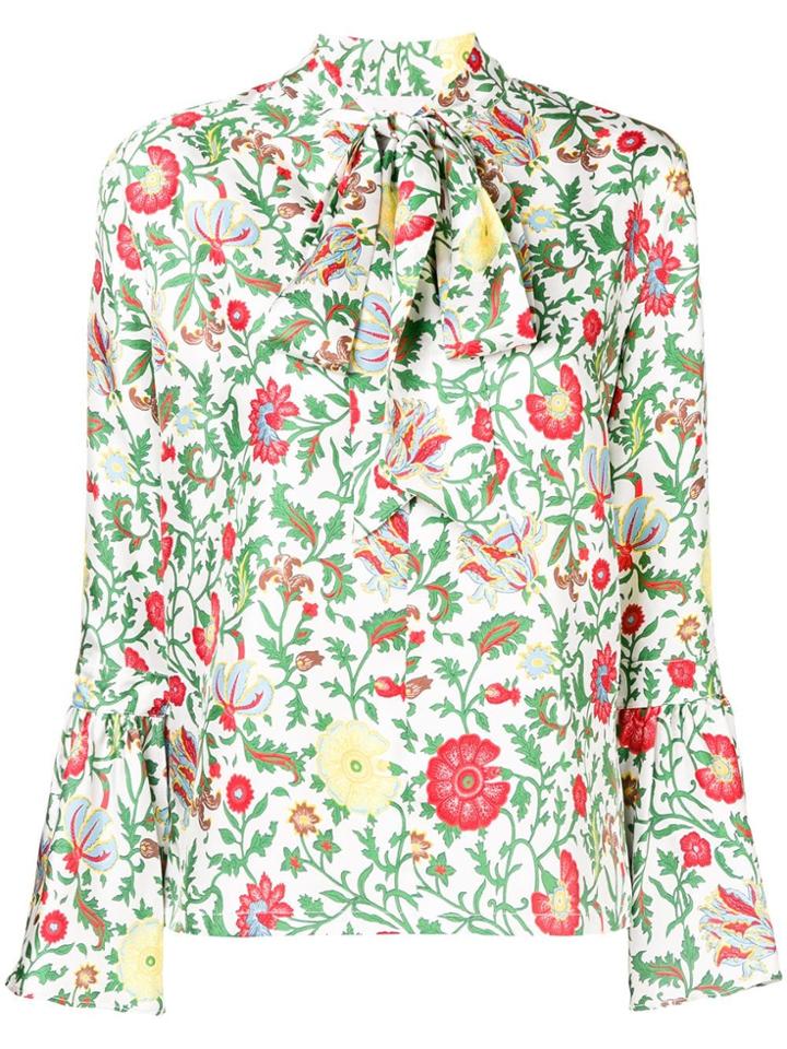 La Doublej Floral Pussybow Blouse - Green