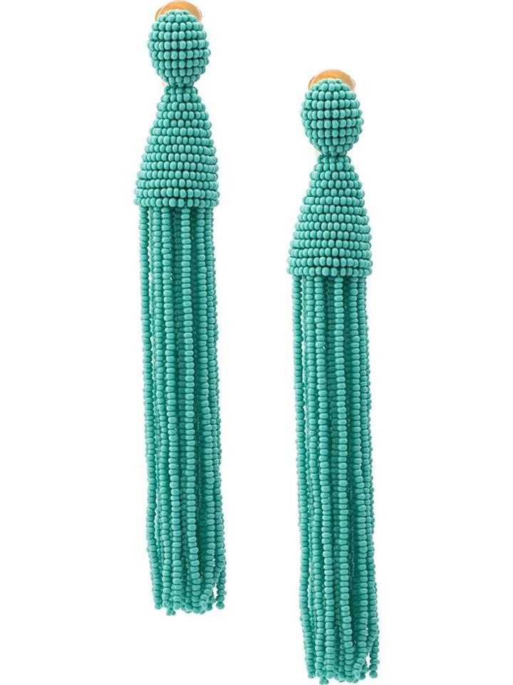 Oscar De La Renta Beads Draped Earrings - Blue