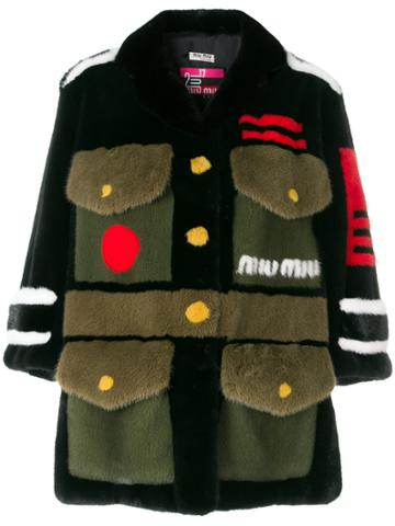 Miu Miu Fur Army Coat - Black