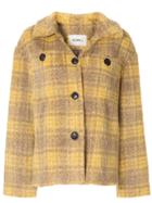 Goen.j Checked Eco Fur Jacket - Yellow