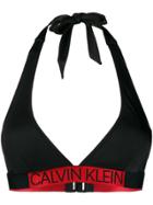 Calvin Klein Logo Printed Bikini Top - Black