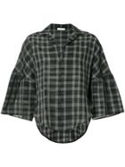 Tome Checked Print Blouse - Black