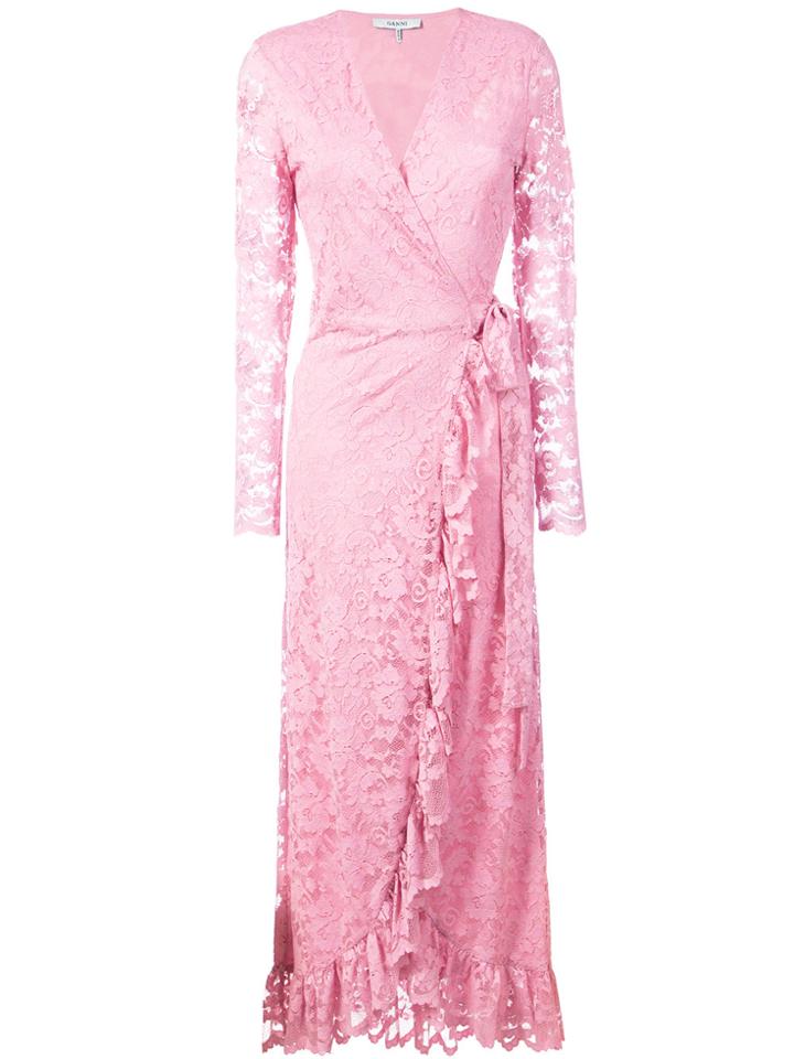 Ganni Flynn Lace-embroidered Dress - Pink & Purple