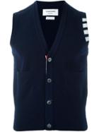 Thom Browne Sleeveless Buttoned Cardigan, Men's, Size: 1, Blue, Cashmere