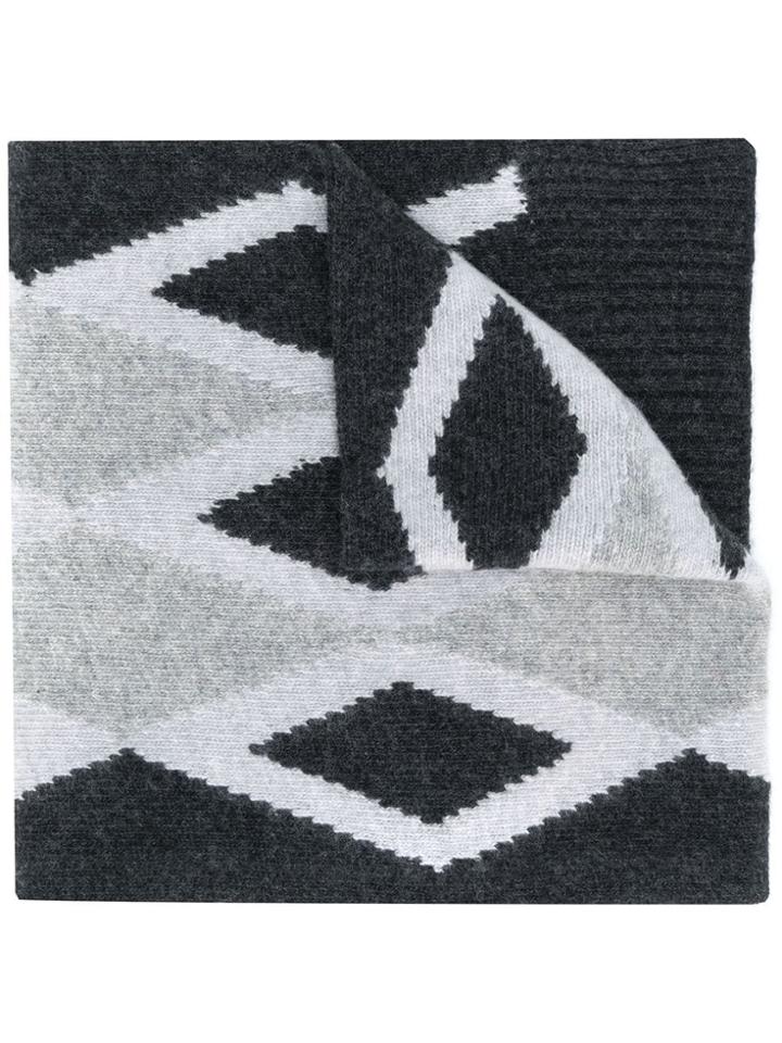 Pringle Of Scotland Intarsia-knit Scarf - Grey