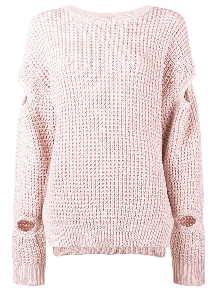 Preen By Thornton Bregazzi - Waffle Knit Jumper - Women - Cotton/acrylic - M, Women's, Pink/purple, Cotton/acrylic