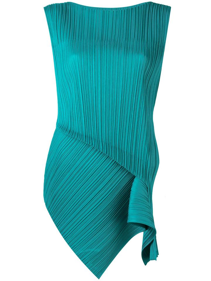 Pleats Please By Issey Miyake Pleated Tank, Women's, Size: V, Green, Polyester