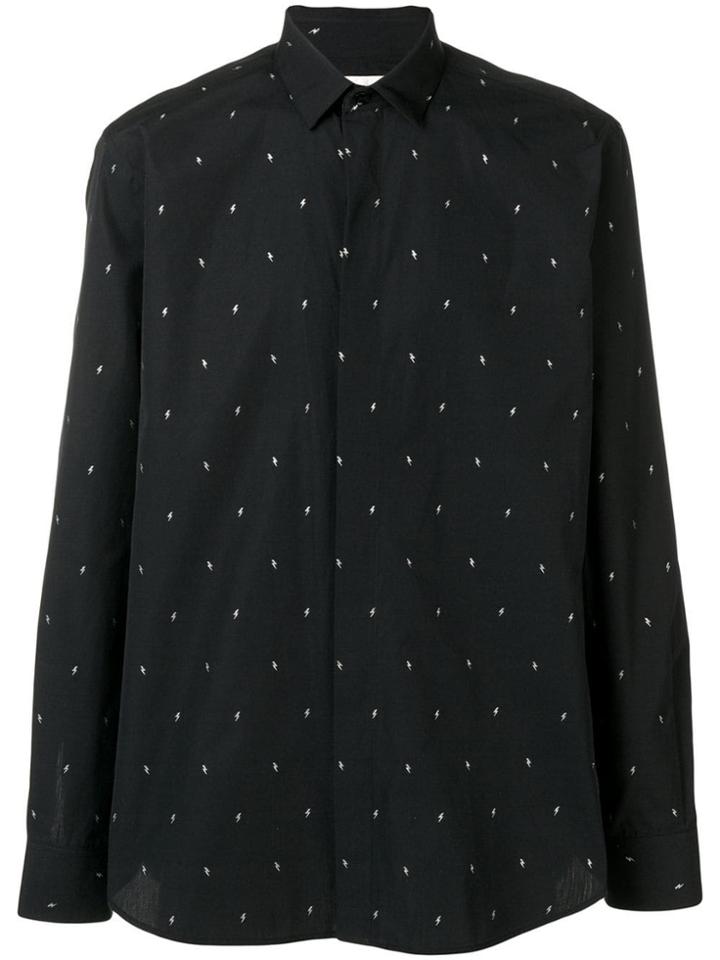 Saint Laurent Lamé Mini Lightning Bolt Shirt - Black