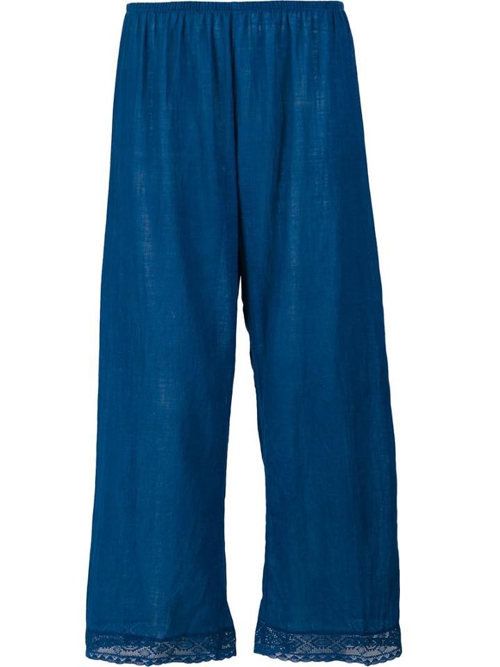 Dosa Lace Trim Cropped Trousers, Women's, Size: 4, Blue, Organic Cotton