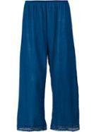 Dosa Lace Trim Cropped Trousers, Women's, Size: 4, Blue, Organic Cotton