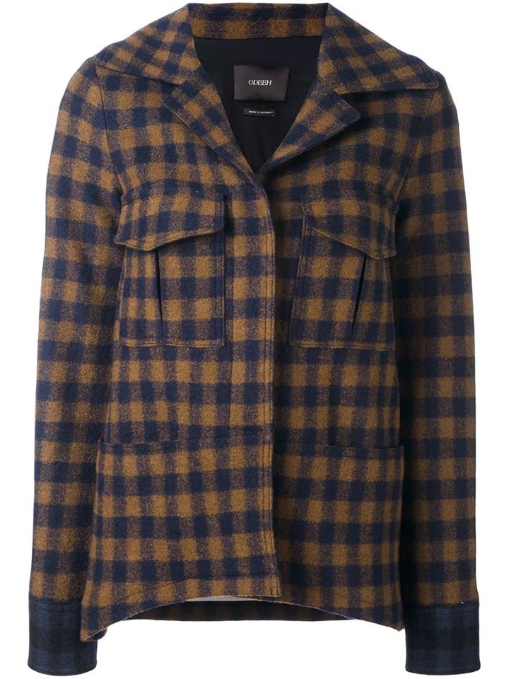 Odeeh Checked Jacket, Women's, Size: 36, Brown, Cotton/polyester/virgin Wool