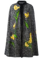 Dolce & Gabbana Cape Sleeves Coat, Women's, Size: 40, Black, Silk/linen/flax/mink Fur/virgin Wool