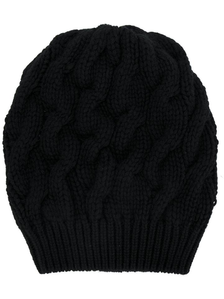 Cruciani Chunky Cable Knit Beanie - Black
