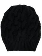 Cruciani Chunky Cable Knit Beanie - Black