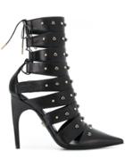 Versace Studded Pointed Boots - Black