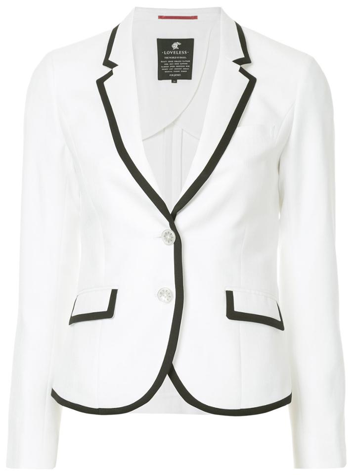 Loveless Contrast Trim Blazer - White