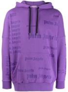 Palm Angels Logo Print Hoodie - Purple