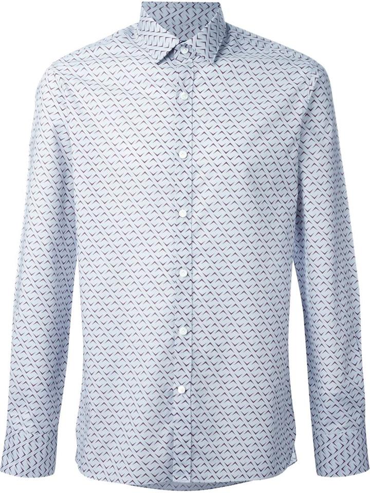 Lanvin Printed Shirt, Men's, Size: 43, Grey, Cotton