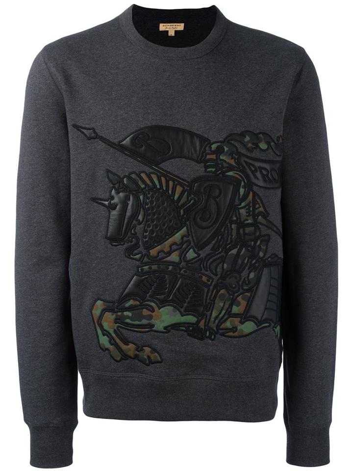 Burberry - Crew Neck Sweatshirt - Men - Cotton/lamb Skin - M, Grey, Cotton/lamb Skin