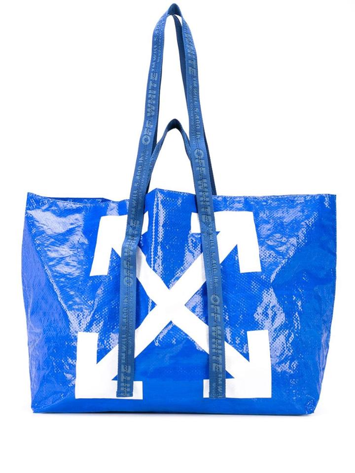 Off-white Arrow Print Large Tote - Blue
