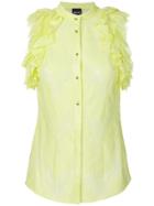 Just Cavalli Ruffle Lace Trim Sleeveless Shirt - Yellow & Orange