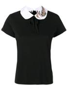 Red Valentino Embellished Collar Polo Top - Black