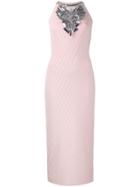 Balmain Embellished Fitted Mid Dress - Pink