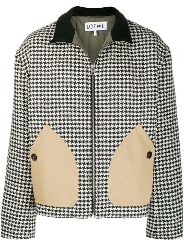 Loewe Houndstooth Print Zip-up Jacket - Black