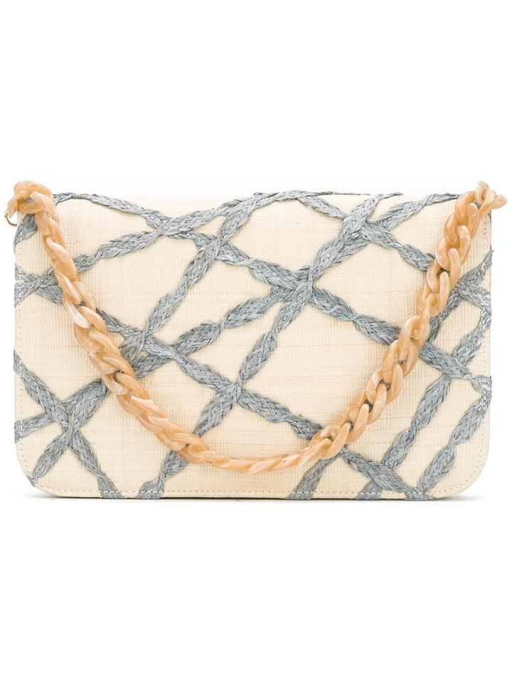 Serpui - Woven Detail Clutch - Women - Raffia - One Size, Nude/neutrals, Raffia