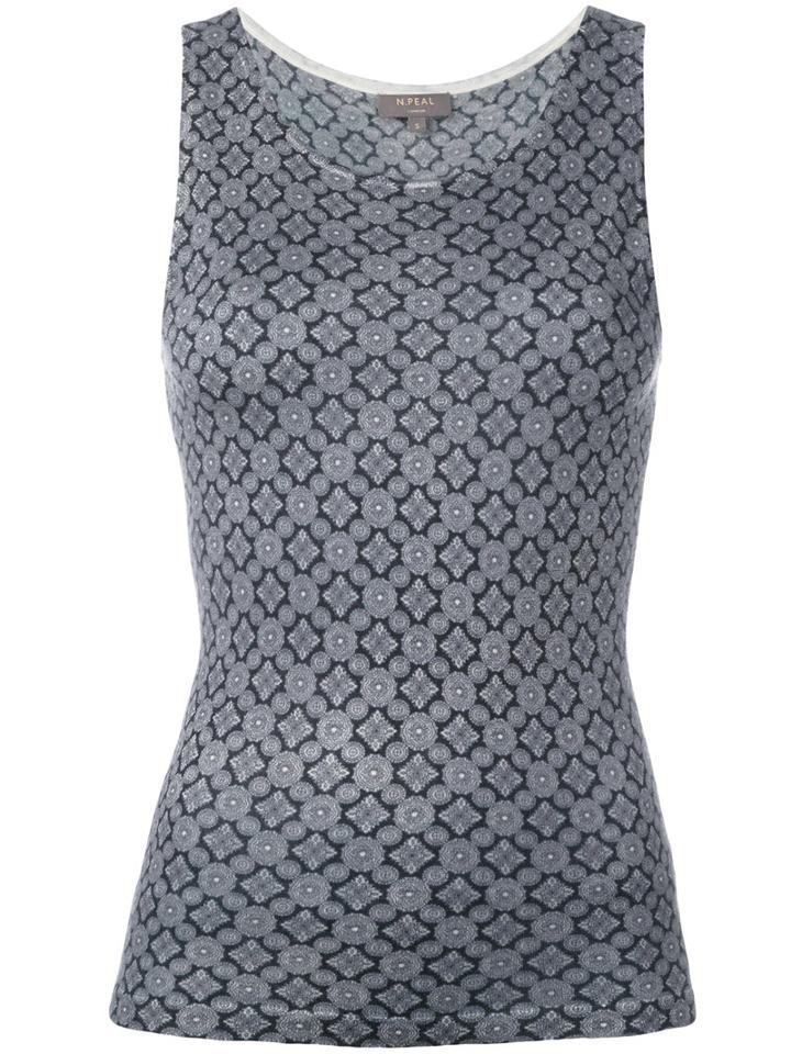 N.peal - Cashmere Shell Tile Print Top - Women - Cashmere - S, Blue, Cashmere